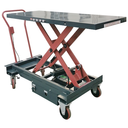Pake Handling Tools DC Power Hydraulic Scissor Cart, 1100 Lb. Cap., 60'' x 24.5'', 17.5''-45'' Height PAKLT-ES50LA